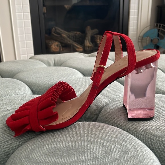 Urban Outfitters Rachel Lucite Red Block Heels - Picture 6 of 16